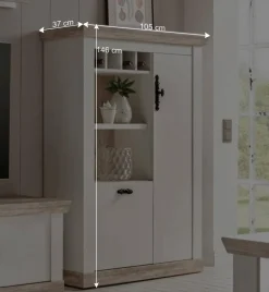 Wohnen Wohnwände|Wohnwand*Scandi Landhaus Wohnzimmermöbel Set Nedita in Weiß (vierteilig)