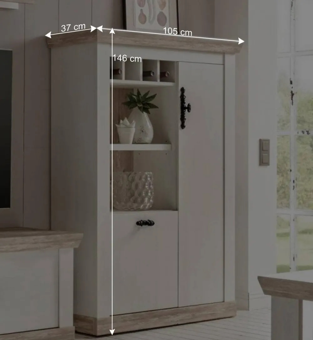 Wohnen Wohnwände|Wohnwand*Scandi Landhaus Wohnzimmermöbel Set Nedita in Weiß (vierteilig)