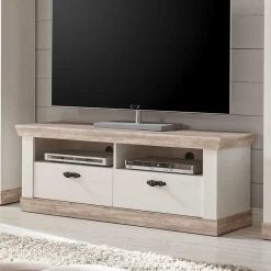 Wohnen Wohnwände|Wohnwand*Scandi Landhaus Wohnzimmermöbel Set Nedita in Weiß (vierteilig)