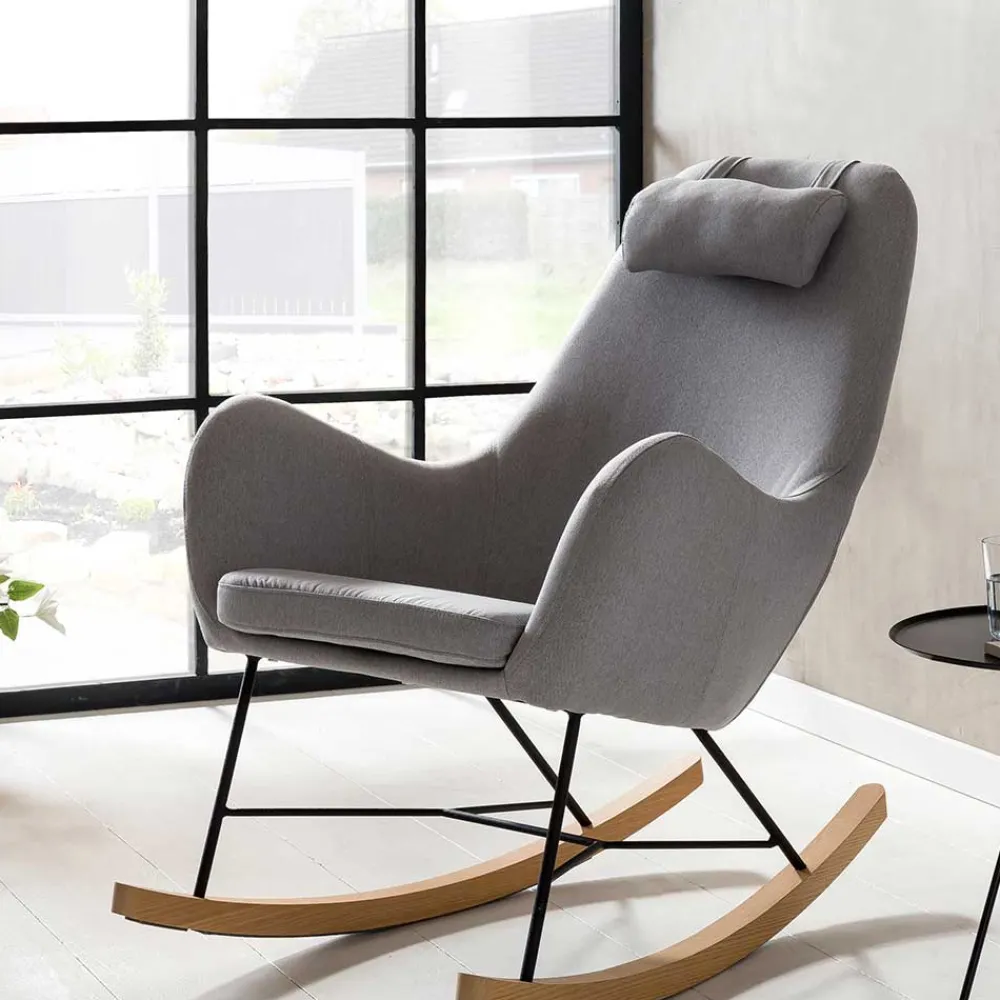 Wohnen Scandi Schaukelstuhl mit grauem Stoff - Karin