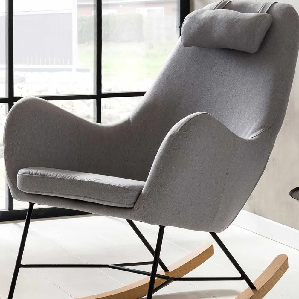 Wohnen Scandi Schaukelstuhl mit grauem Stoff - Karin