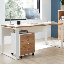 Wohnen Bürotische*Scandi Schreibtisch Kombi in Weiß - Ziharo (zweiteilig)