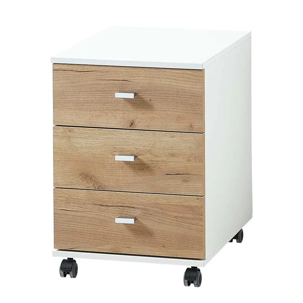 Wohnen Bürotische*Scandi Schreibtisch Kombi in Weiß - Ziharo (zweiteilig)