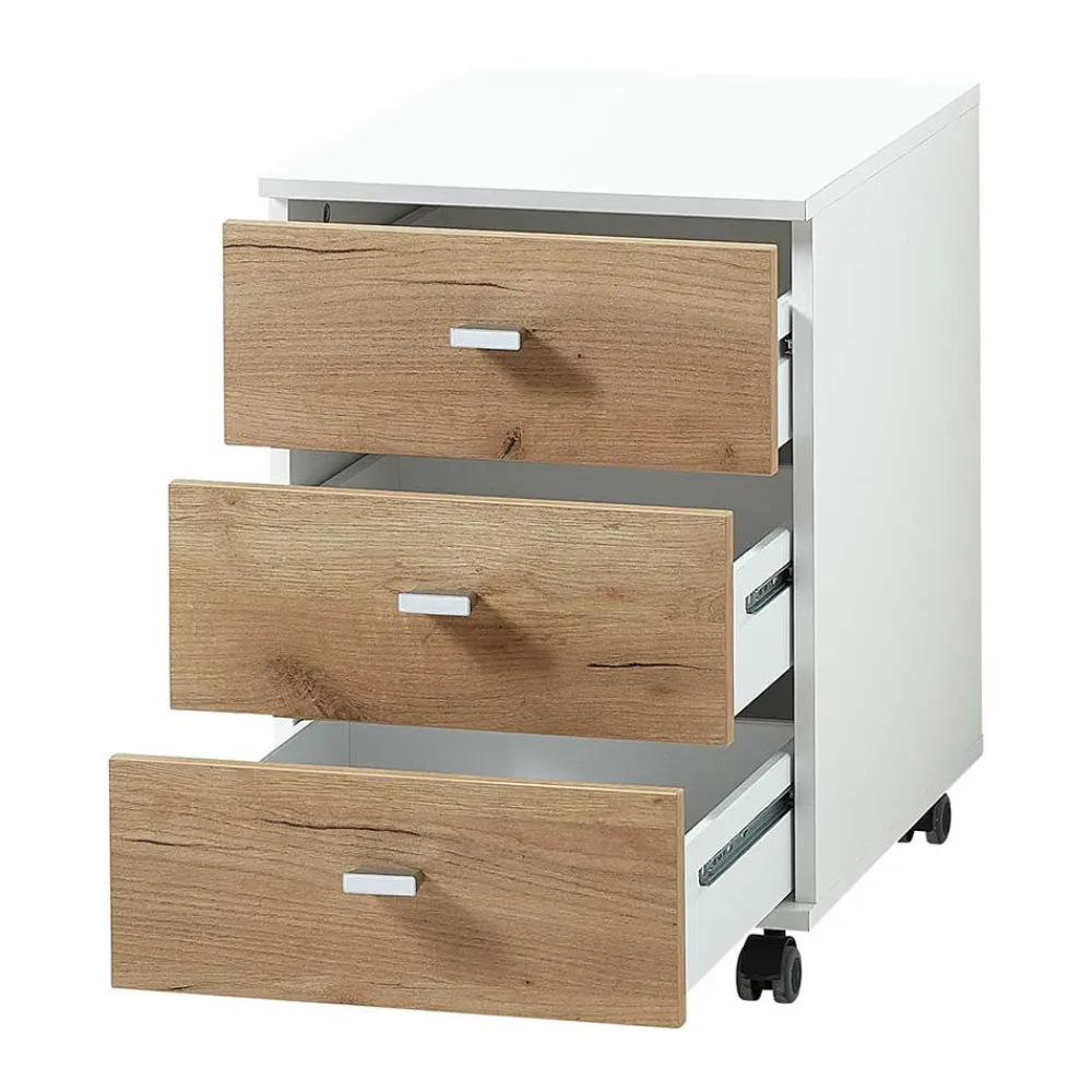 Wohnen Bürotische*Scandi Schreibtisch Kombi in Weiß - Ziharo (zweiteilig)