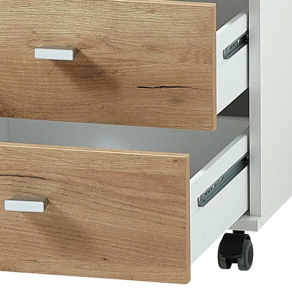 Wohnen Bürotische*Scandi Schreibtisch Kombi in Weiß - Ziharo (zweiteilig)