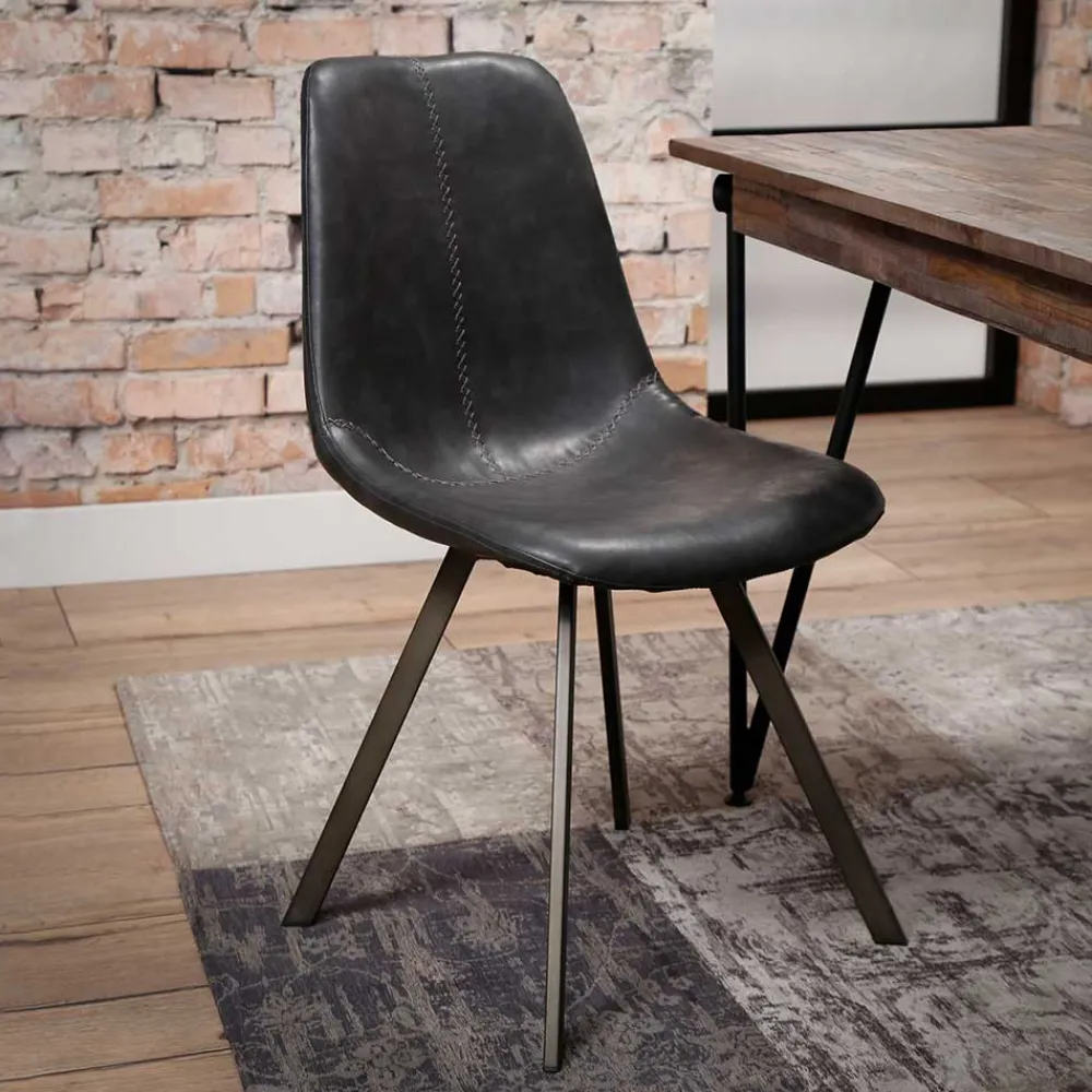 Wohnen Loft Möbel|Industrial Möbel*Schalensitz Stühle in Schwarz - Carlotte (4er Set)