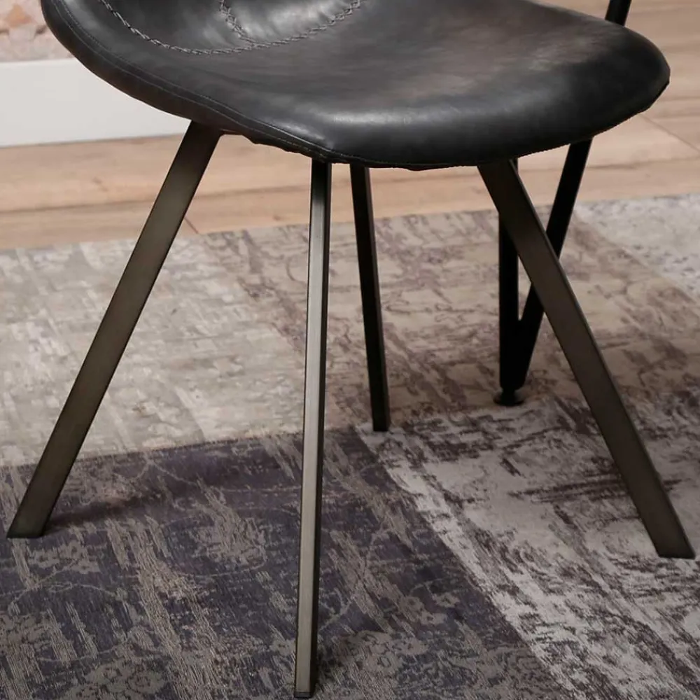 Wohnen Loft Möbel|Industrial Möbel*Schalensitz Stühle in Schwarz - Carlotte (4er Set)