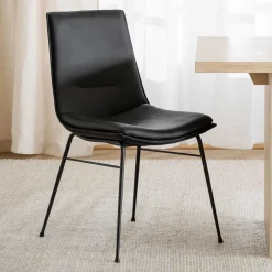 Wohnen Küchenstühle|Esszimmerstühle*Schalenstuhl in Schwarz - echtes Leder - Freedoms (2er Set)