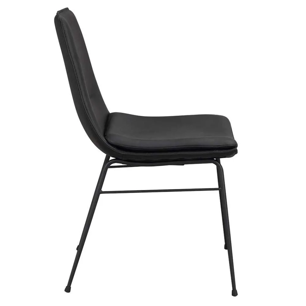 Wohnen Küchenstühle|Esszimmerstühle*Schalenstuhl in Schwarz - echtes Leder - Freedoms (2er Set)