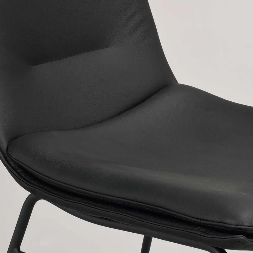 Wohnen Küchenstühle|Esszimmerstühle*Schalenstuhl in Schwarz - echtes Leder - Freedoms (2er Set)