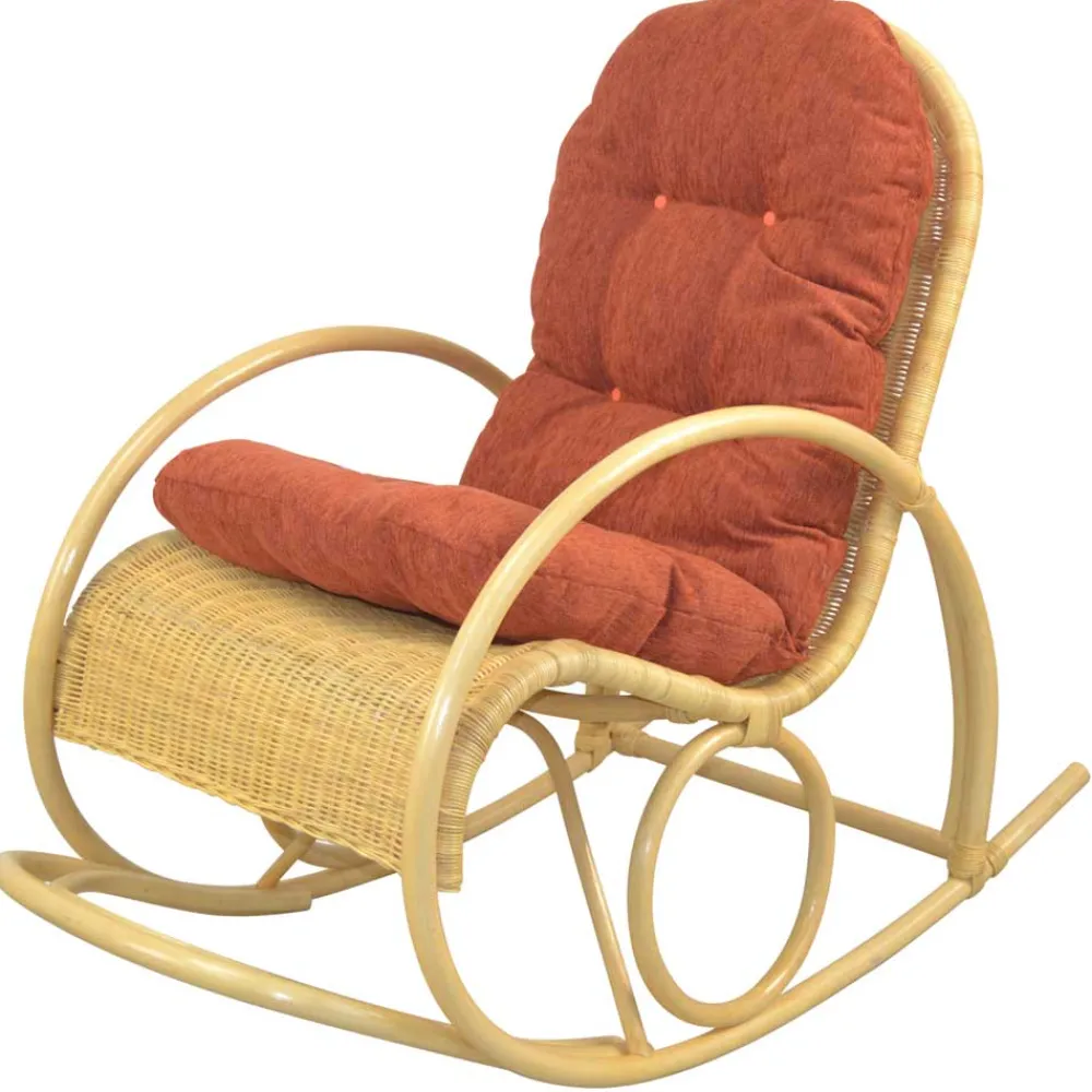 Wohnen Schaukelstuhl aus Rattan Geflecht in Natur - Abekasa