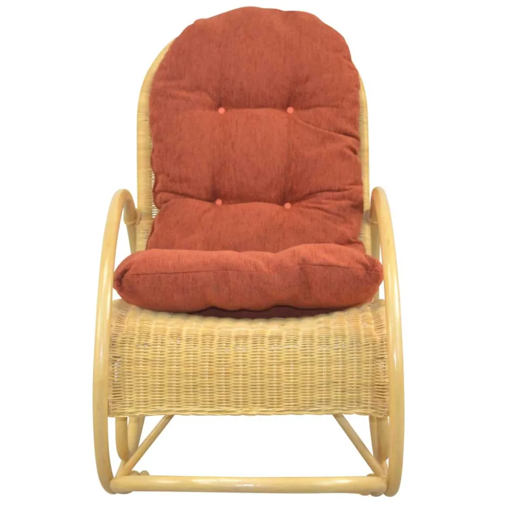 Wohnen Schaukelstuhl aus Rattan Geflecht in Natur - Abekasa