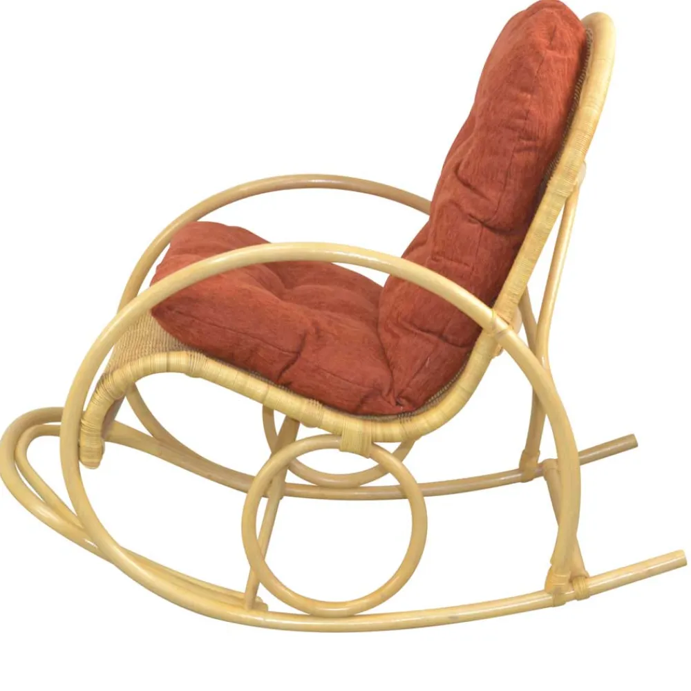 Wohnen Schaukelstuhl aus Rattan Geflecht in Natur - Abekasa