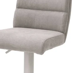 Wohnen Sessel & Hocker|Barhocker*Schicker Barstuhl mit Höhenverstellung in Hellgrau Stoff Anglesio & Edelstahl