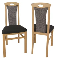 Wohnen Braune Möbel|Küchenstühle*Schicker Hochlehner Stuhl in Braun Dorota & Buche (2er Set)