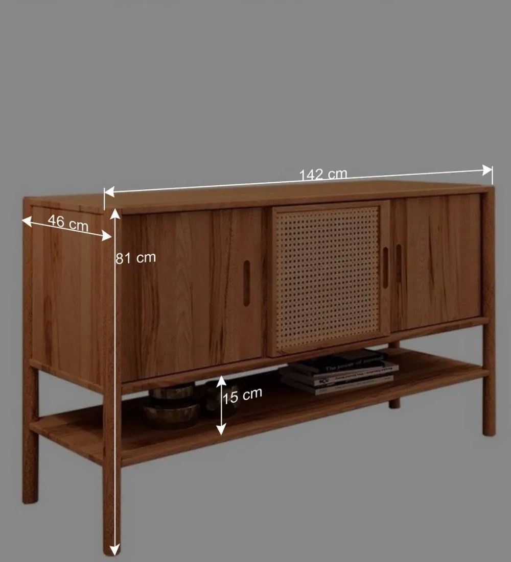 Wohnen Rattanmöbel|Sideboards & Kommoden*Schiebetüren Kommode mit Ablageboden - Indrya