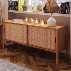 Wohnen Sideboards & Kommoden|Tv & Hifi-Möbel*Schiebetüren Lowboard aus Wildbuche - Indrya