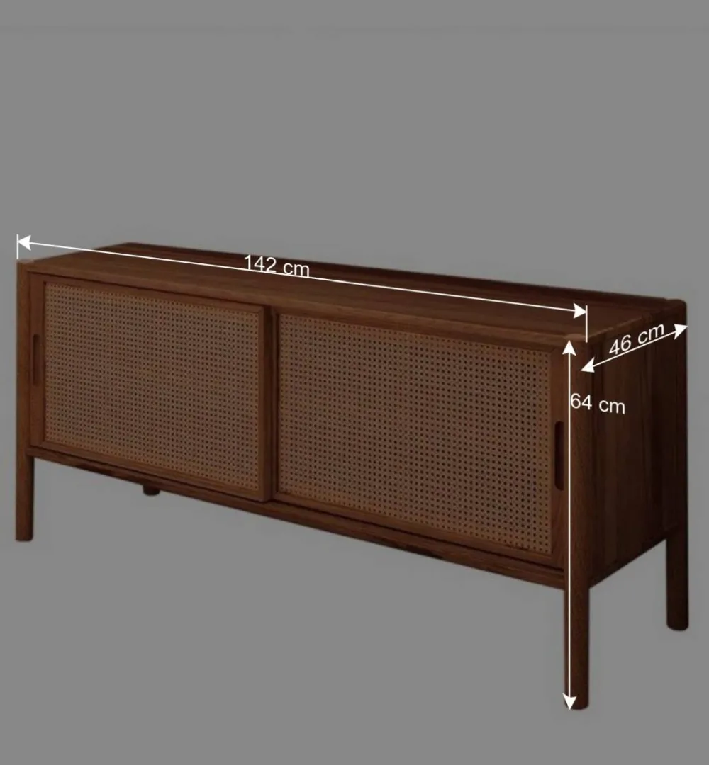 Wohnen Sideboards & Kommoden|Tv & Hifi-Möbel*Schiebetüren Lowboard aus Wildbuche - Indrya