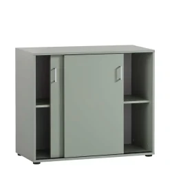 Wohnen Schiebetüren-Aktenschrank in Graugrün - Espresso