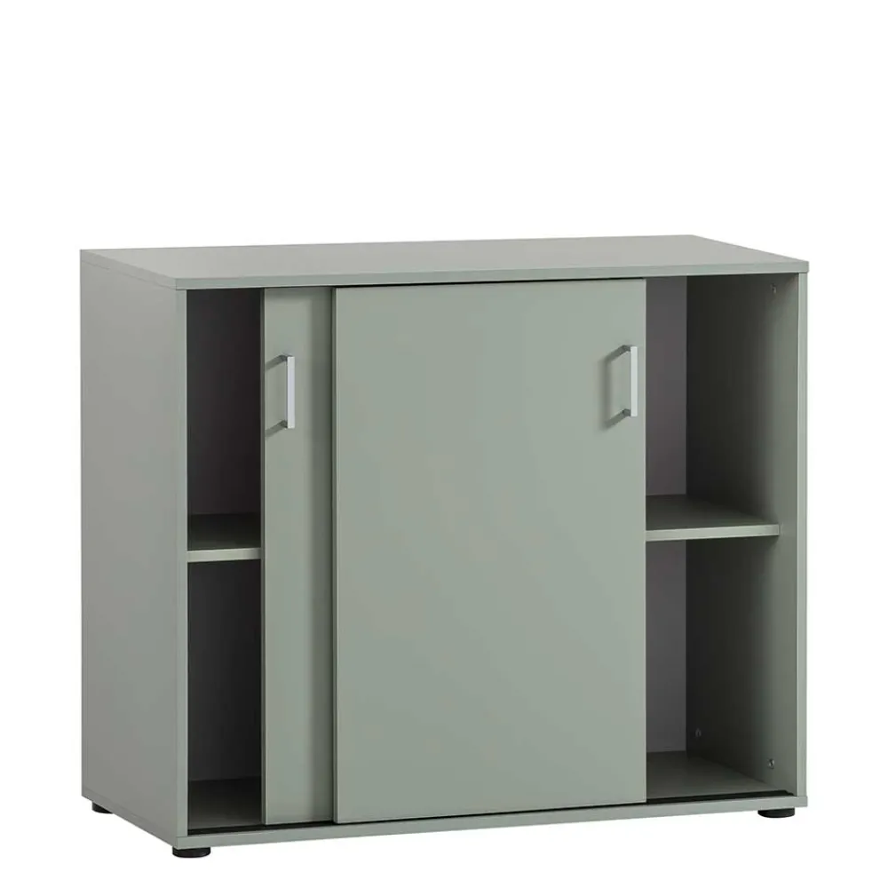 Wohnen Schiebetüren-Aktenschrank in Graugrün - Espresso
