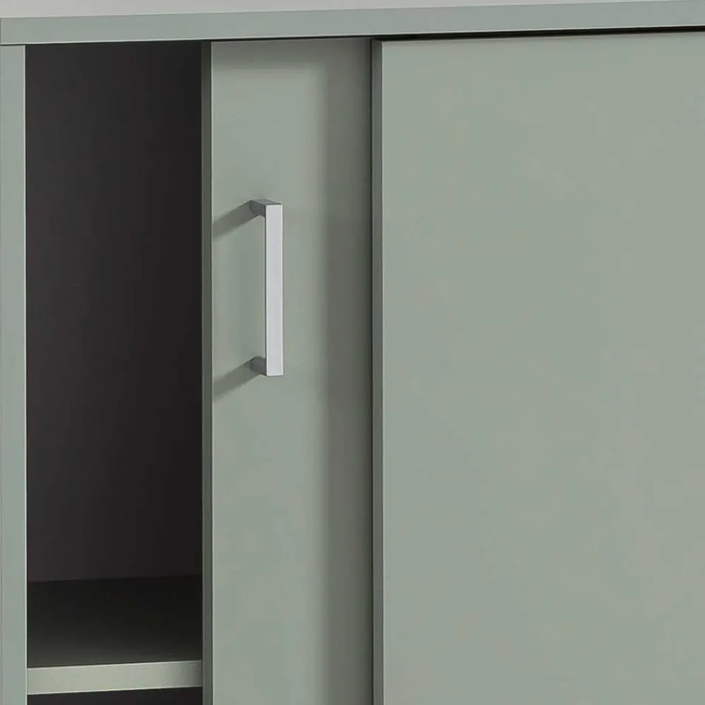 Wohnen Schiebetüren-Aktenschrank in Graugrün - Espresso