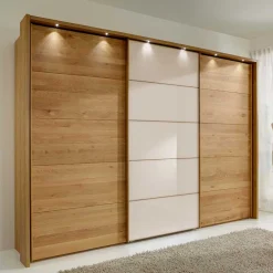 Wohnen Naturholzmöbel|Schränke*Schiebetüren-Kleiderschrank in Beige Glas - Nikoba