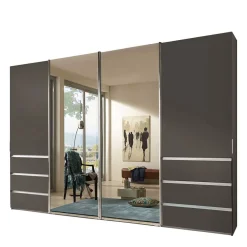 Wohnen Kleiderschränke|Kleiderschränke*Schiebetürenschrank in Braun mit Parsol Spiegeln - Moon
