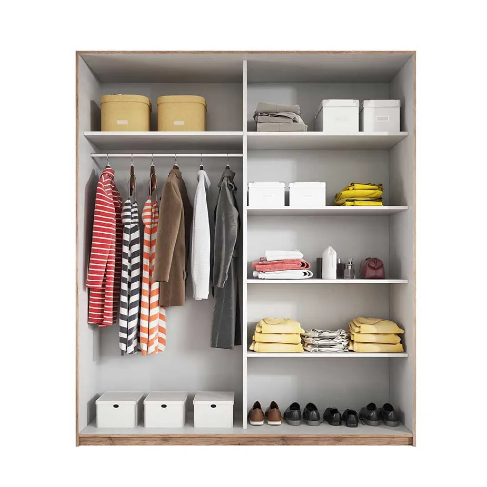 Wohnen Schiebetürschrank in Eiche Dunkel Holzoptik - Ceusenia