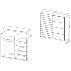 Wohnen Schiebetürschrank in Eiche Dunkel Holzoptik - Ceusenia