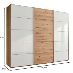 Wohnen Weiße Möbel|Naturholzmöbel*Schiebetürschrank in Weiß Glas - Crucav