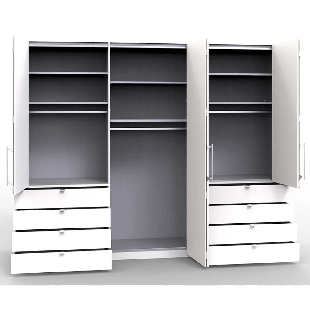 Wohnen Weiße Möbel|Schränke*Schlafbereich Kleiderschrank mit acht Schubkästen - Dolienca