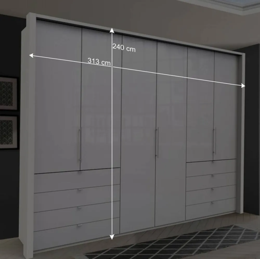 Wohnen Weiße Möbel|Schränke*Schlafbereich Kleiderschrank mit acht Schubkästen - Dolienca