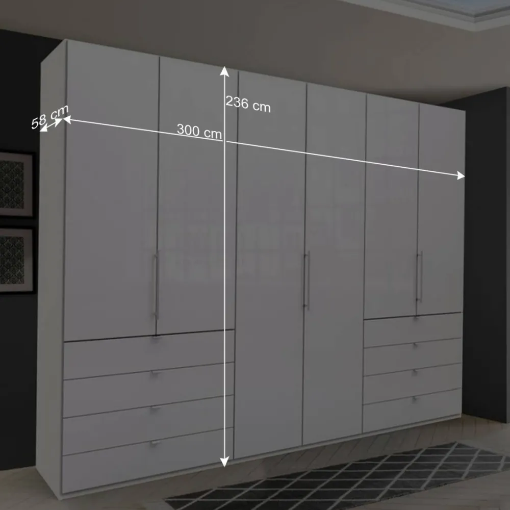 Wohnen Weiße Möbel|Schränke*Schlafbereich Kleiderschrank mit acht Schubkästen - Dolienca