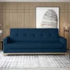 Wohnen Sofas|Sofa*Schlafcouch in Dunkelblau Velours - Tadeuz