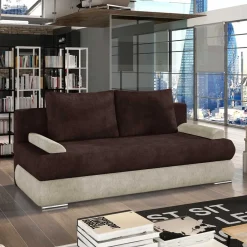 Wohnen Schlafsofas*Schlafcouch in Dunkelbraun und Creme - Beaven