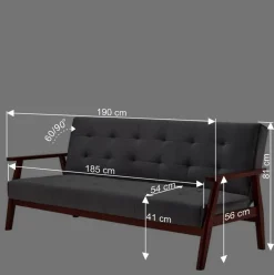 Wohnen Retro Möbel|Sofas*Schlafcouch in Gelb & Eukalyptus Natur - Emkola