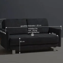 Wohnen Betten|Betten*Schlafcouch mit Bettkasten in Blaugrau - Casmas