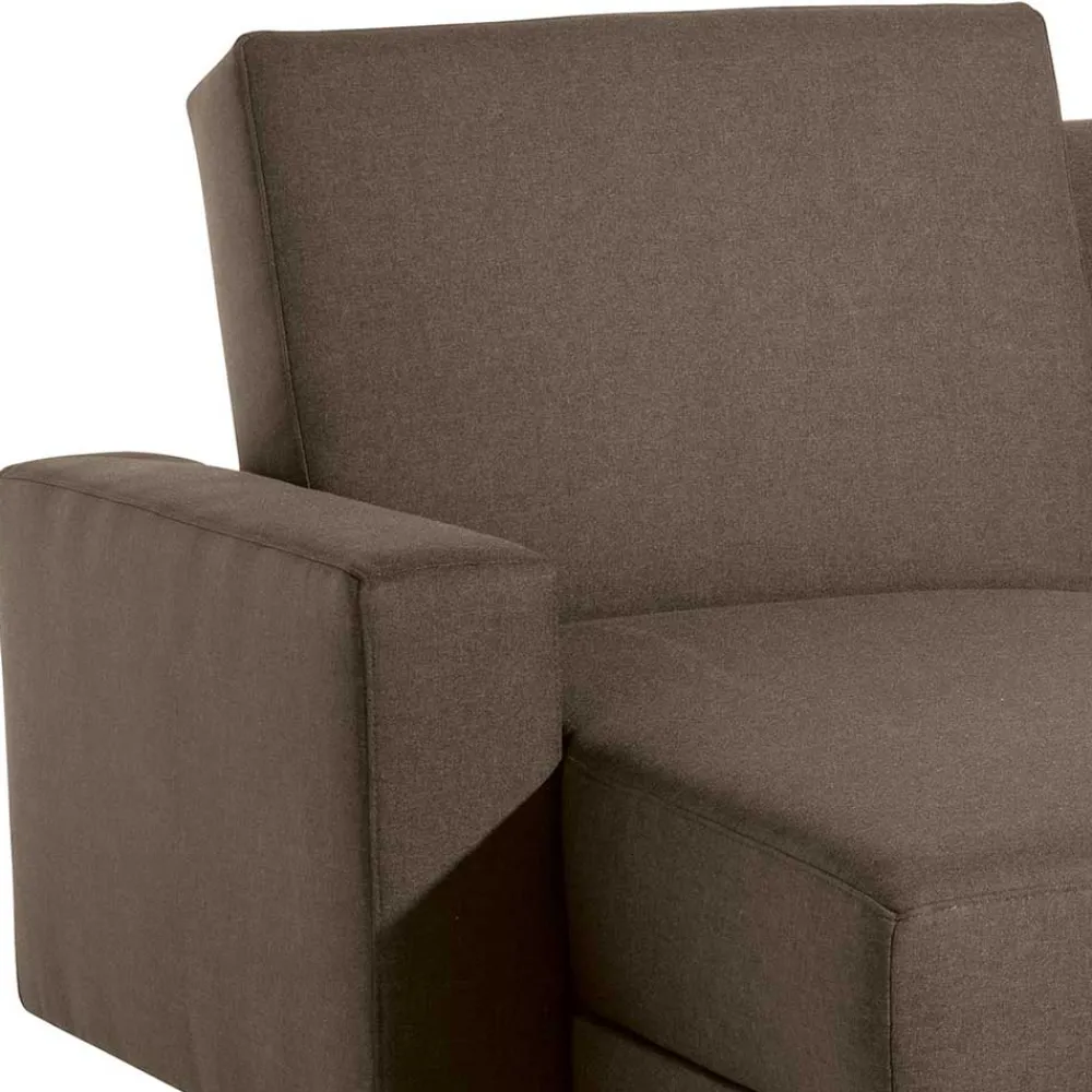 Wohnen Sofas|Sofa*Schlafcouch mit Hocker in Beigegrau mit Chrom - Defelira (zweiteilig)
