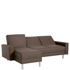 Wohnen Sofas|Sofa*Schlafcouch mit Hocker in Beigegrau mit Chrom - Defelira (zweiteilig)