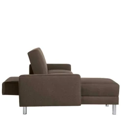 Wohnen Sofas|Sofa*Schlafcouch mit Hocker in Beigegrau mit Chrom - Defelira (zweiteilig)