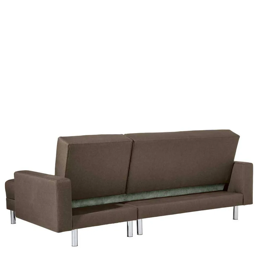 Wohnen Sofas|Sofa*Schlafcouch mit Hocker in Beigegrau mit Chrom - Defelira (zweiteilig)