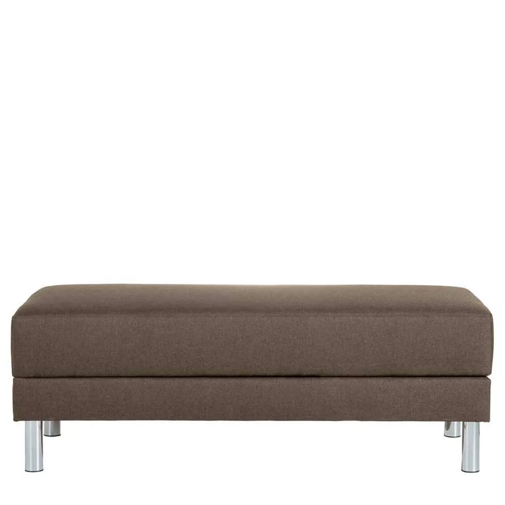 Wohnen Sofas|Sofa*Schlafcouch mit Hocker in Beigegrau mit Chrom - Defelira (zweiteilig)