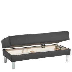 Wohnen Schlaf-Ecksofa & Hocker in Dunkelgrau - Speccia (zweiteilig)