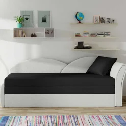 Wohnen Betten|Betten*Schlaffunktion Recamiere in Offwhite und Schwarz - Asbrov