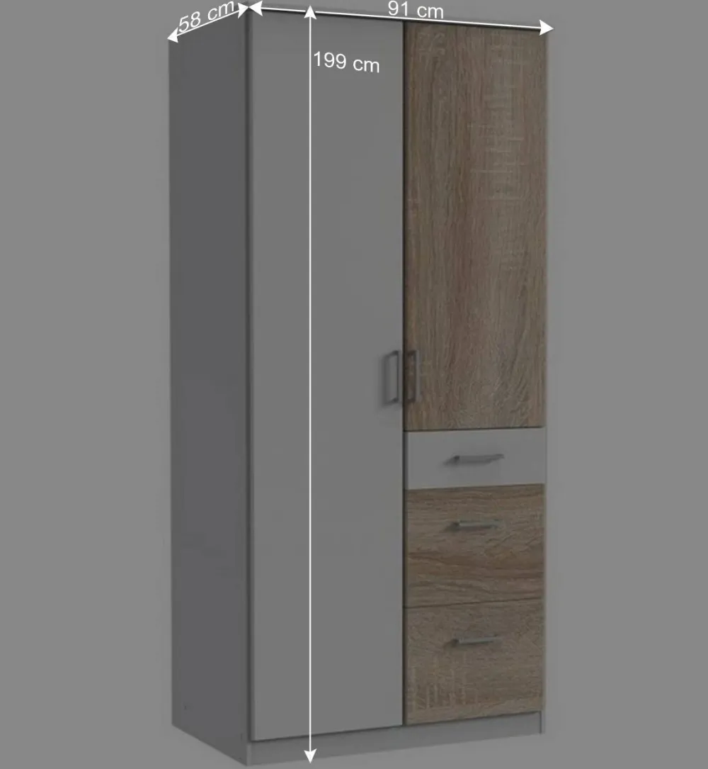 Wohnen Schlafraum Kleiderschrank mit drei Schubladen - Magdelan