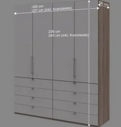 Wohnen Jugendzimmerschränke*Schlafraum Kleiderschrank mit 8 Schubladen und 2 Falttüren - Vaclyn