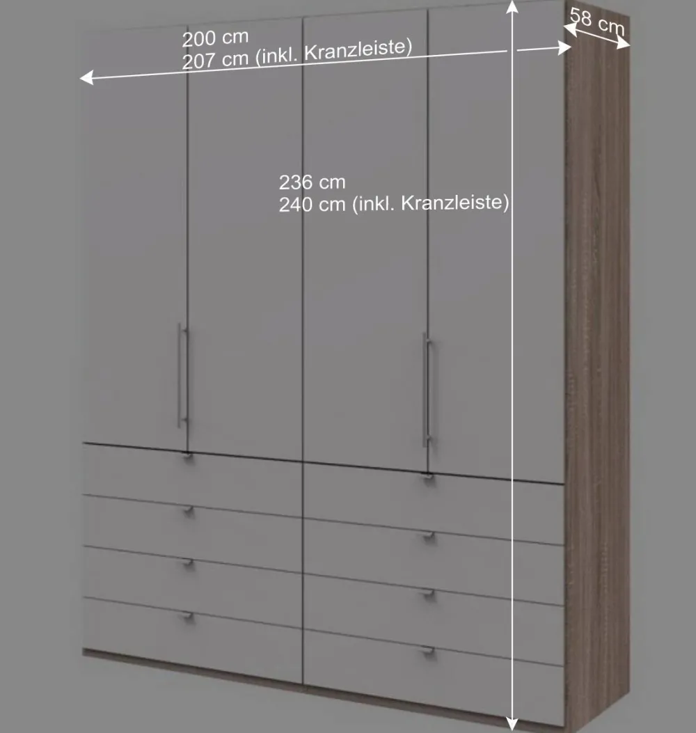 Wohnen Jugendzimmerschränke*Schlafraum Kleiderschrank mit 8 Schubladen und 2 Falttüren - Vaclyn