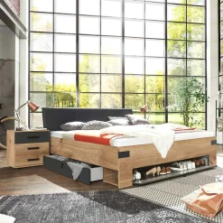 Wohnen Schlafzimmer Komplett*Schlafraum Möbelset mit Stauraumbett - Enegal (vierteilig)