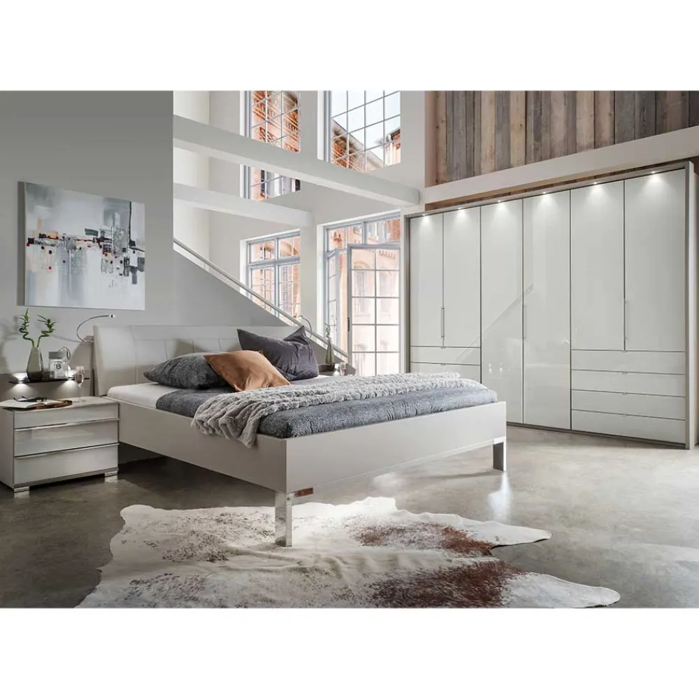 Wohnen Schlafraum Set in Weiß & Grau - Tumiva (vierteilig)