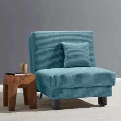 Wohnen Sofas|Sofa*Schlafsessel in Petrol aus Cord - Geraldo